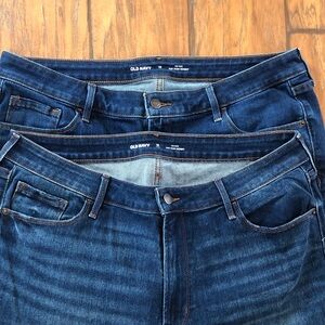 2 Pack Old Navy Women's Mid-Rise Pop Icon Skinny 16 Tall Dark Blue Denim Jeans